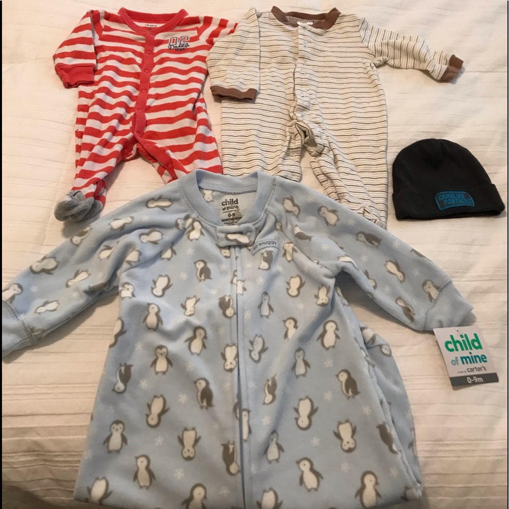 Infant boys sleepers and cap